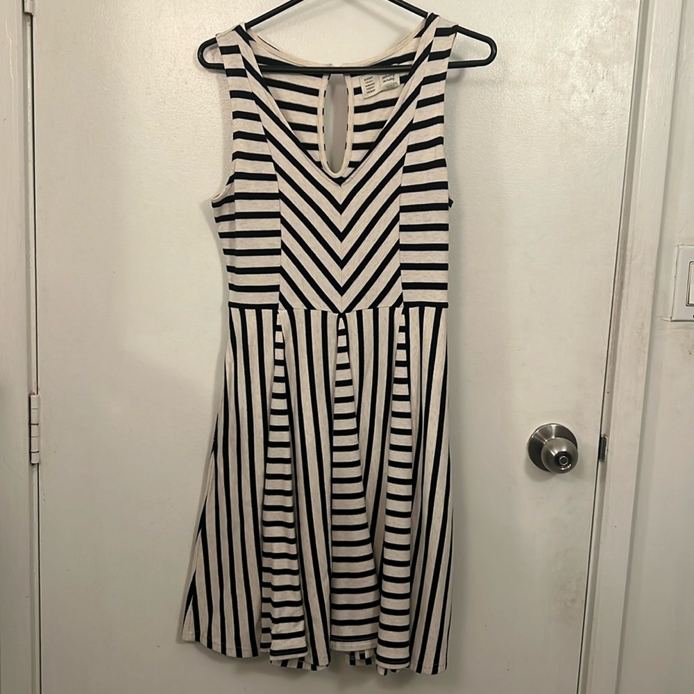 Black and White Striped Midi Dress